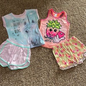 2 pair summer kids pajamas size 7/8.